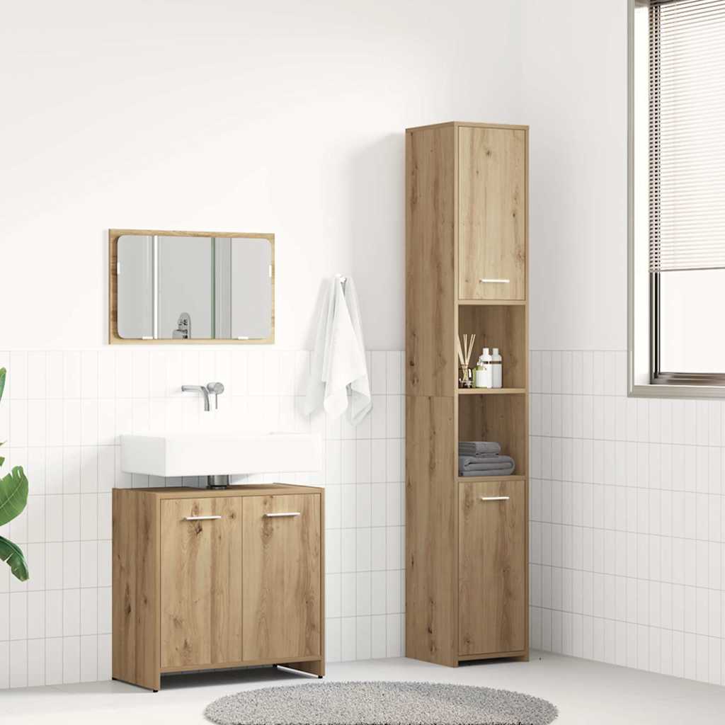 3 Piece Bathroom Furniture Set Engineered Wood