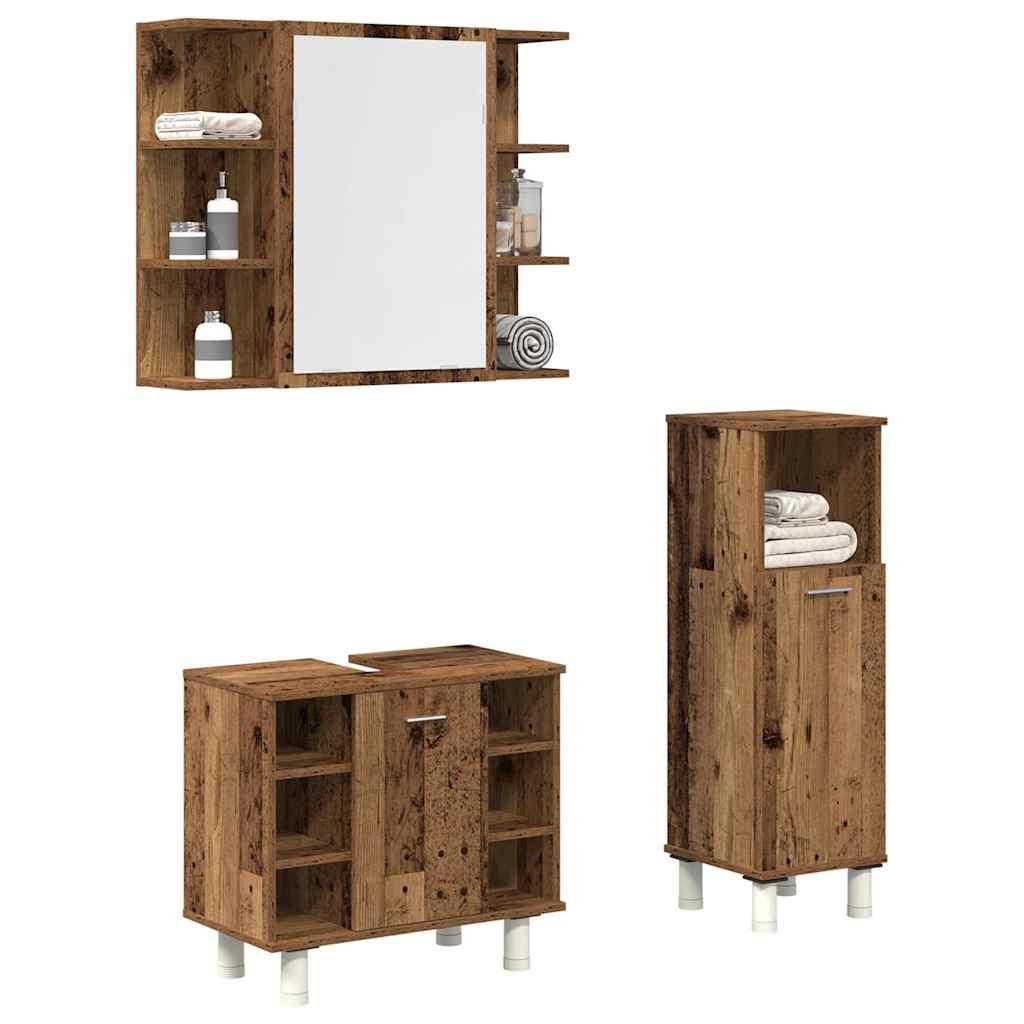 3 Piece Bathroom Furniture Set Engineered Wood