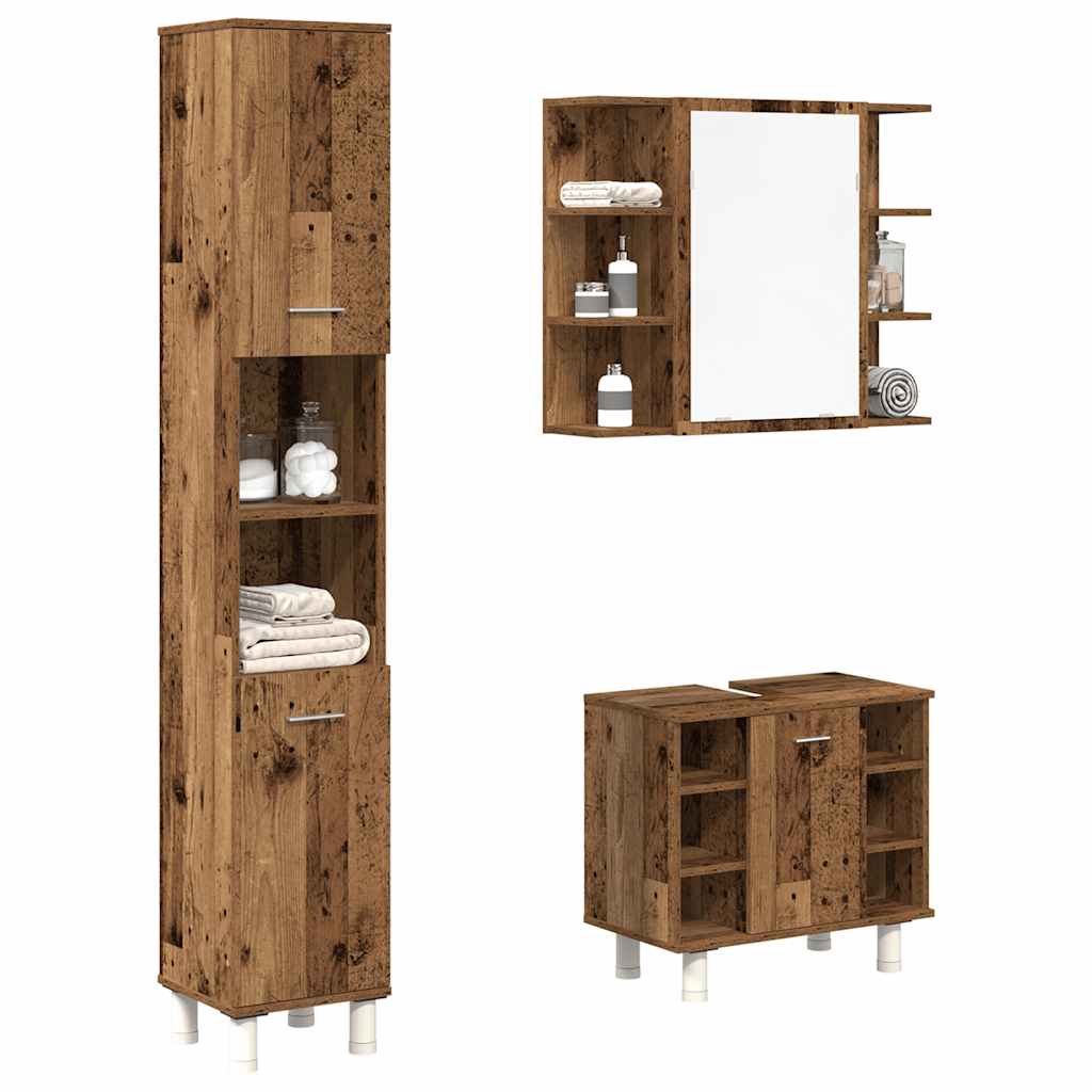 3 Piece Bathroom Furniture Set Engineered Wood