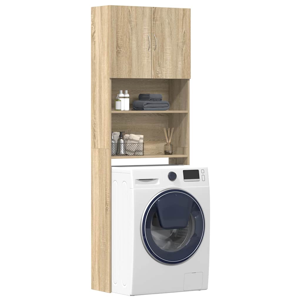 Washing Machine Cabinet 64X24X190 Cm Engineered Wood