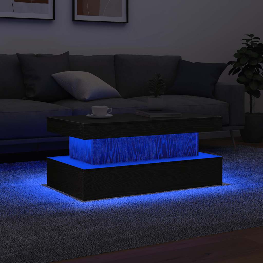 Coffee Table With Led Lights 90X50X40 Cm