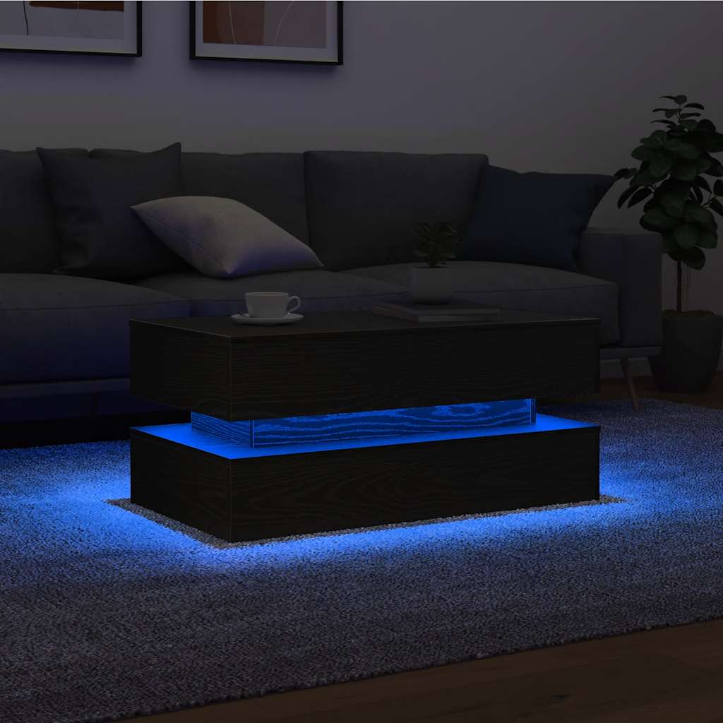 Coffee Table With Led Lights 90X50X40 Cm