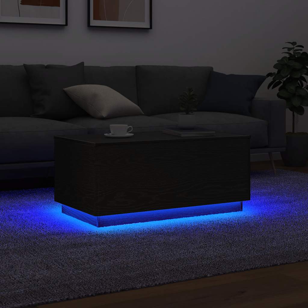 Coffee Table With Led Lights 90X50X40 Cm