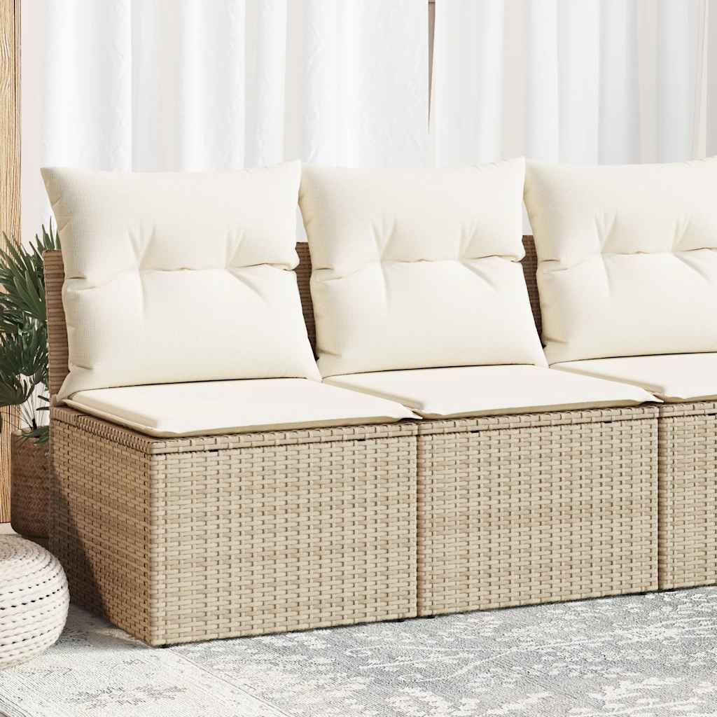2 Piece Garden Sofa Set With Cushions Beige Poly Rattan Acacia
