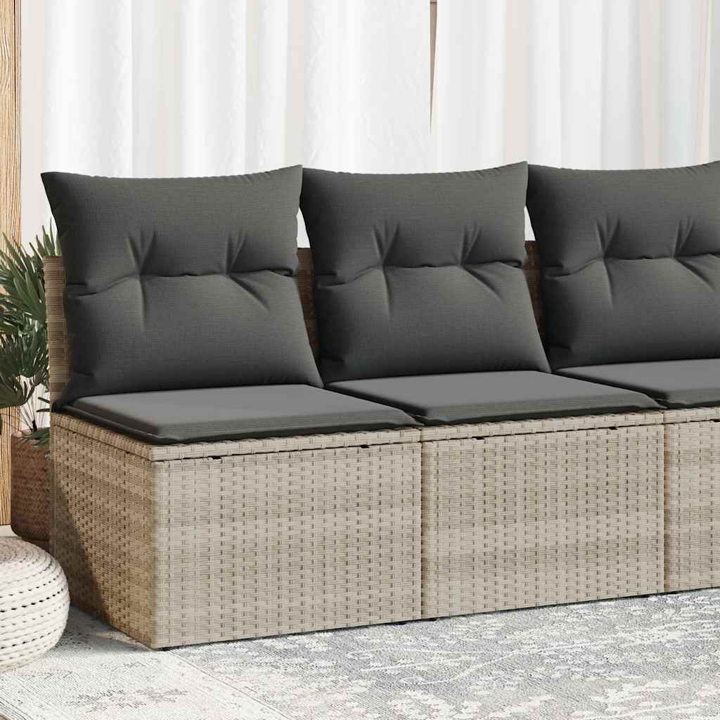 2 Piece Garden Sofa Set With Cushions Beige Poly Rattan Acacia