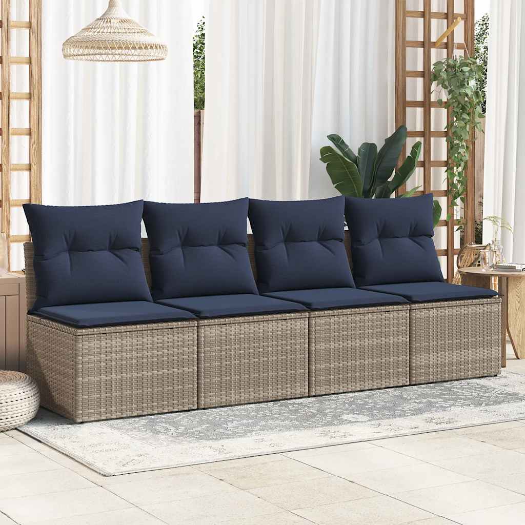 2 Piece Garden Sofa Set With Cushions Poly Rattan Acacia