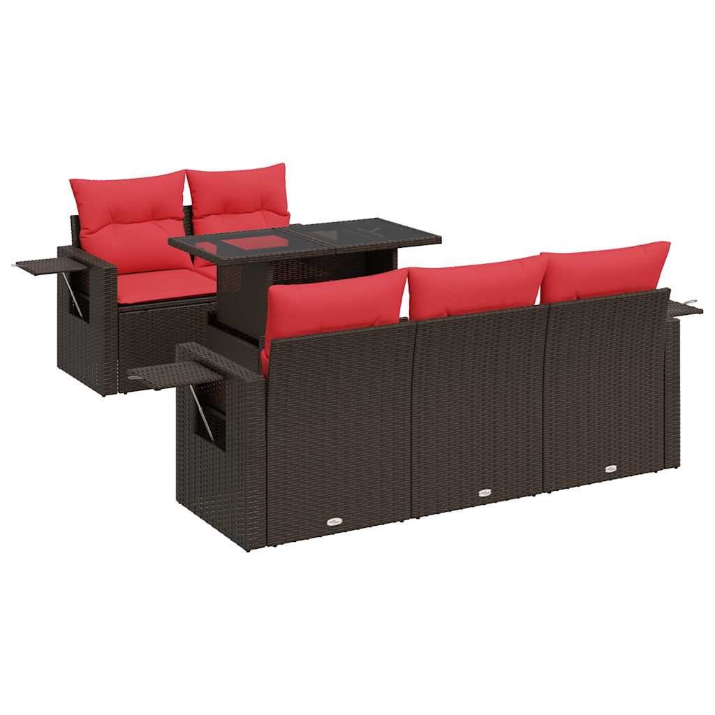 6 Piece Garden Sofa Set With Cushions Grey Poly Rattan Acacia