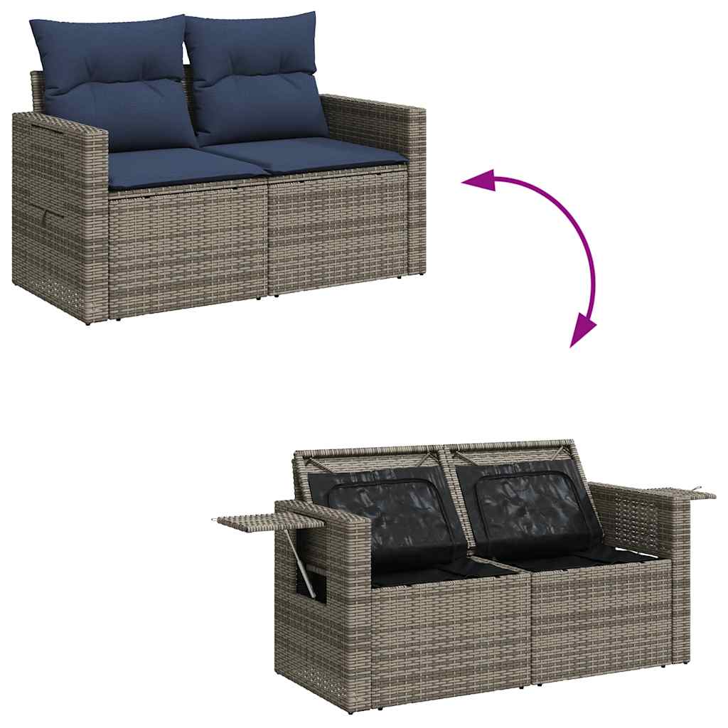9 Piece Garden Sofa Set With Cushions Poly Rattan Acacia