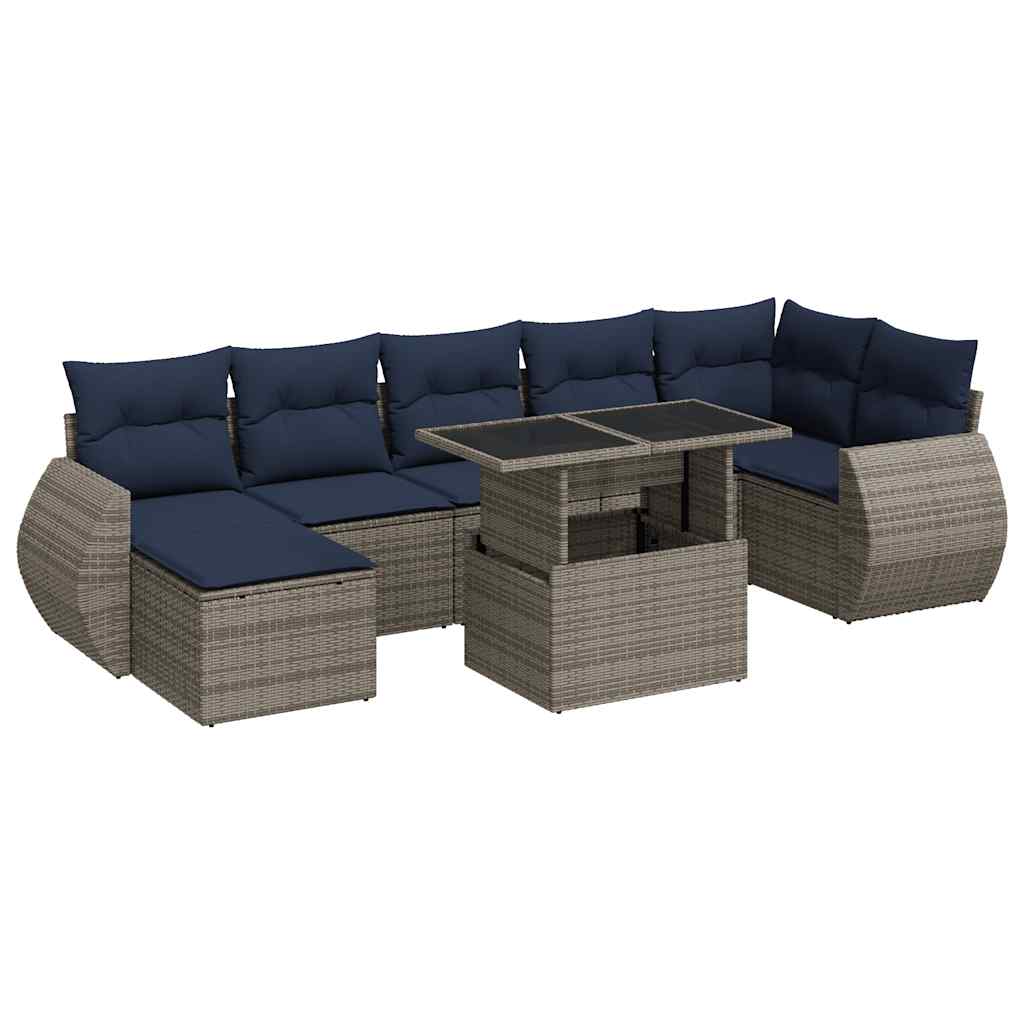 8 Piece Garden Sofa Set With Cushions Poly Rattan Acacia