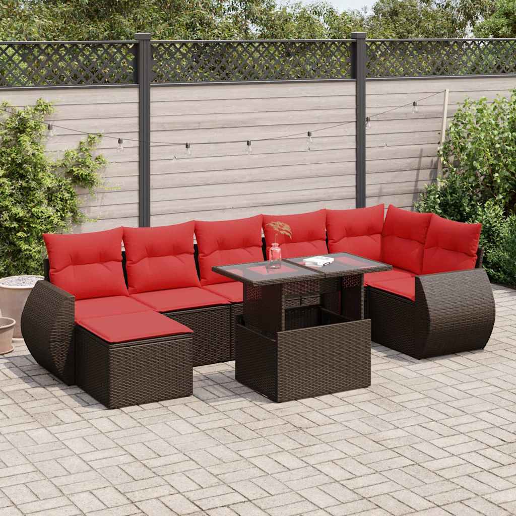 8 Piece Garden Sofa Set With Cushions Poly Rattan Acacia