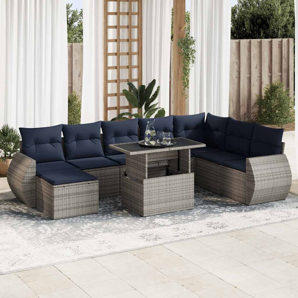 11 Piece Garden Sofa Set With Cushions Poly Rattan Acacia
