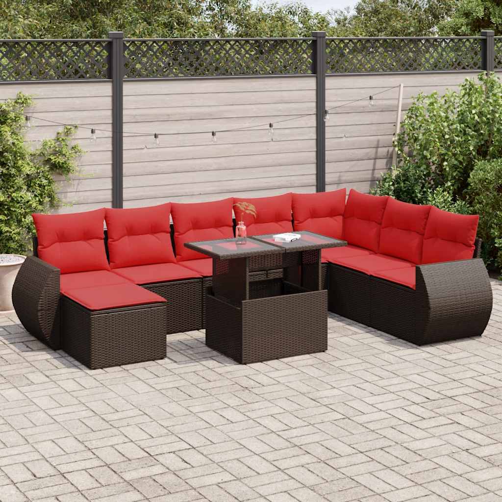 11 Piece Garden Sofa Set With Cushions Poly Rattan Acacia