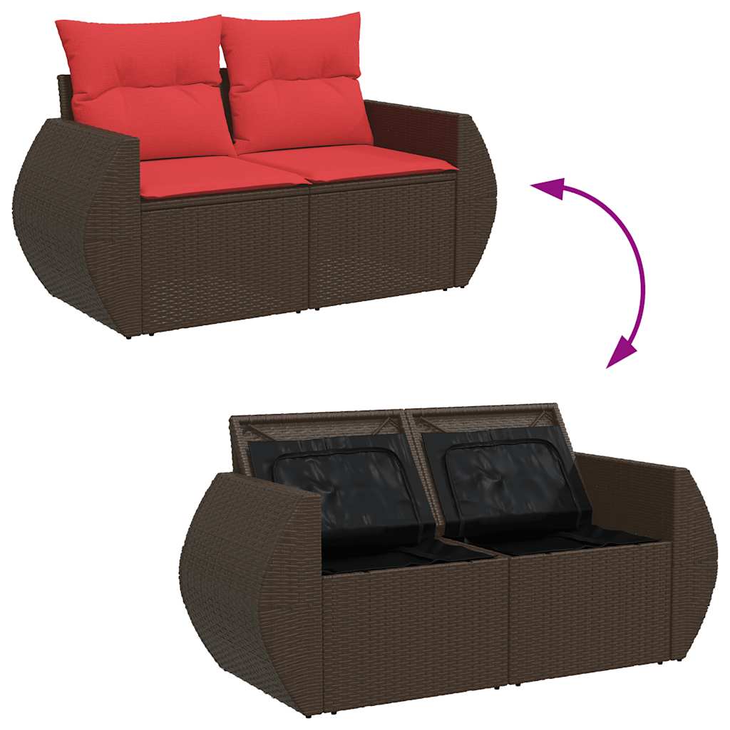 10 Piece Garden Sofa Set With Cushions Poly Rattan Acacia
