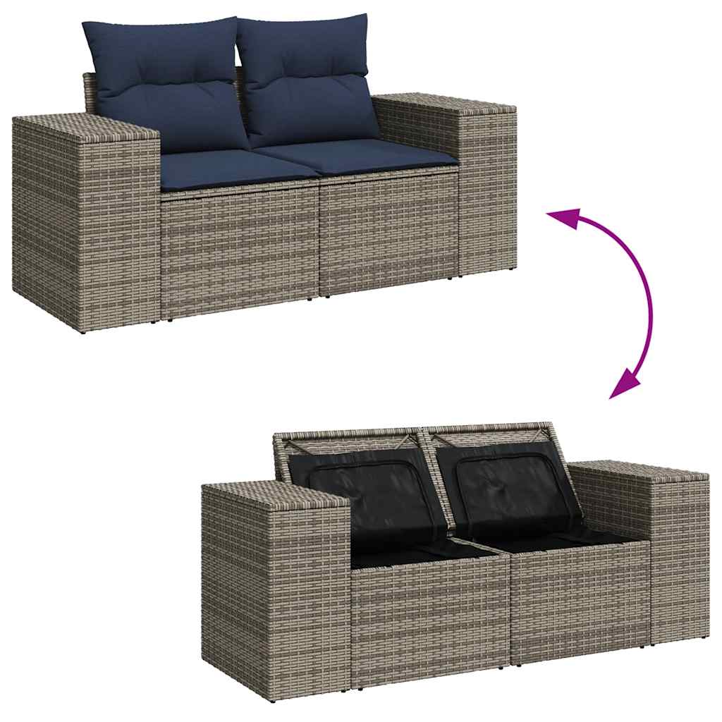 8 Piece Garden Sofa Set With Cushions Poly Rattan Acacia