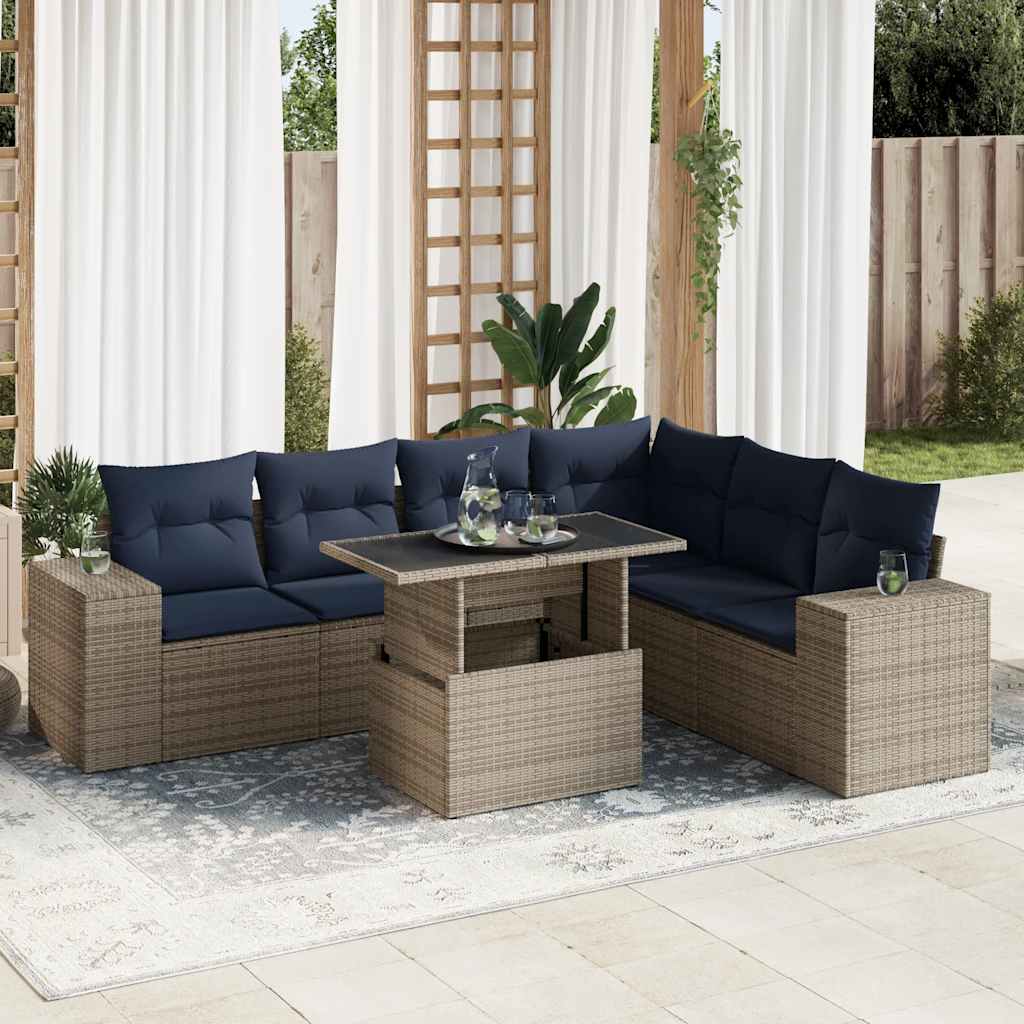 14 Piece Garden Sofa Set With Cushions Poly Rattan Acacia