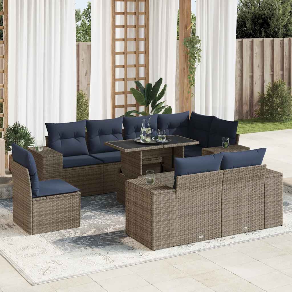 16 Piece Garden Sofa Set With Cushions Poly Rattan Acacia