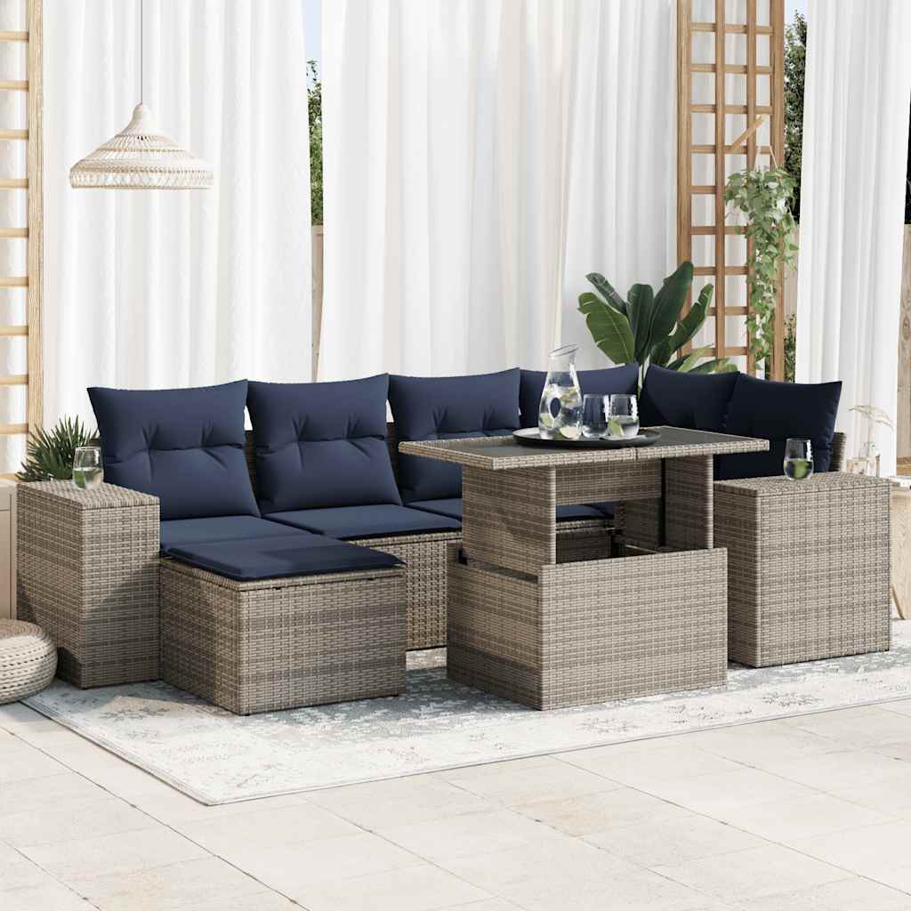 9 Piece Garden Sofa Set With Cushions Poly Rattan Acacia