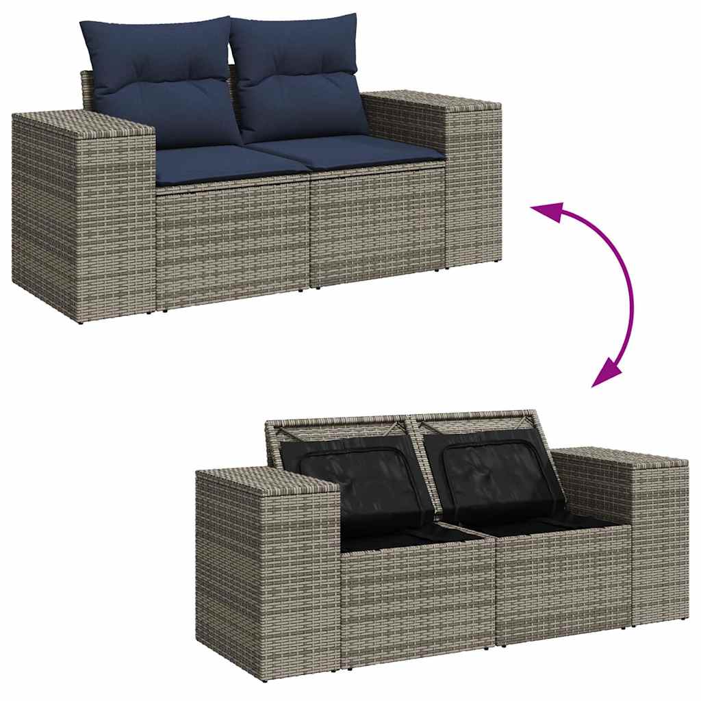 14 Piece Garden Sofa Set With Cushions Poly Rattan Acacia