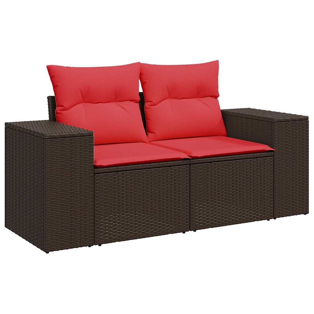 8 Piece Garden Sofa Set With Cushions Poly Rattan Acacia