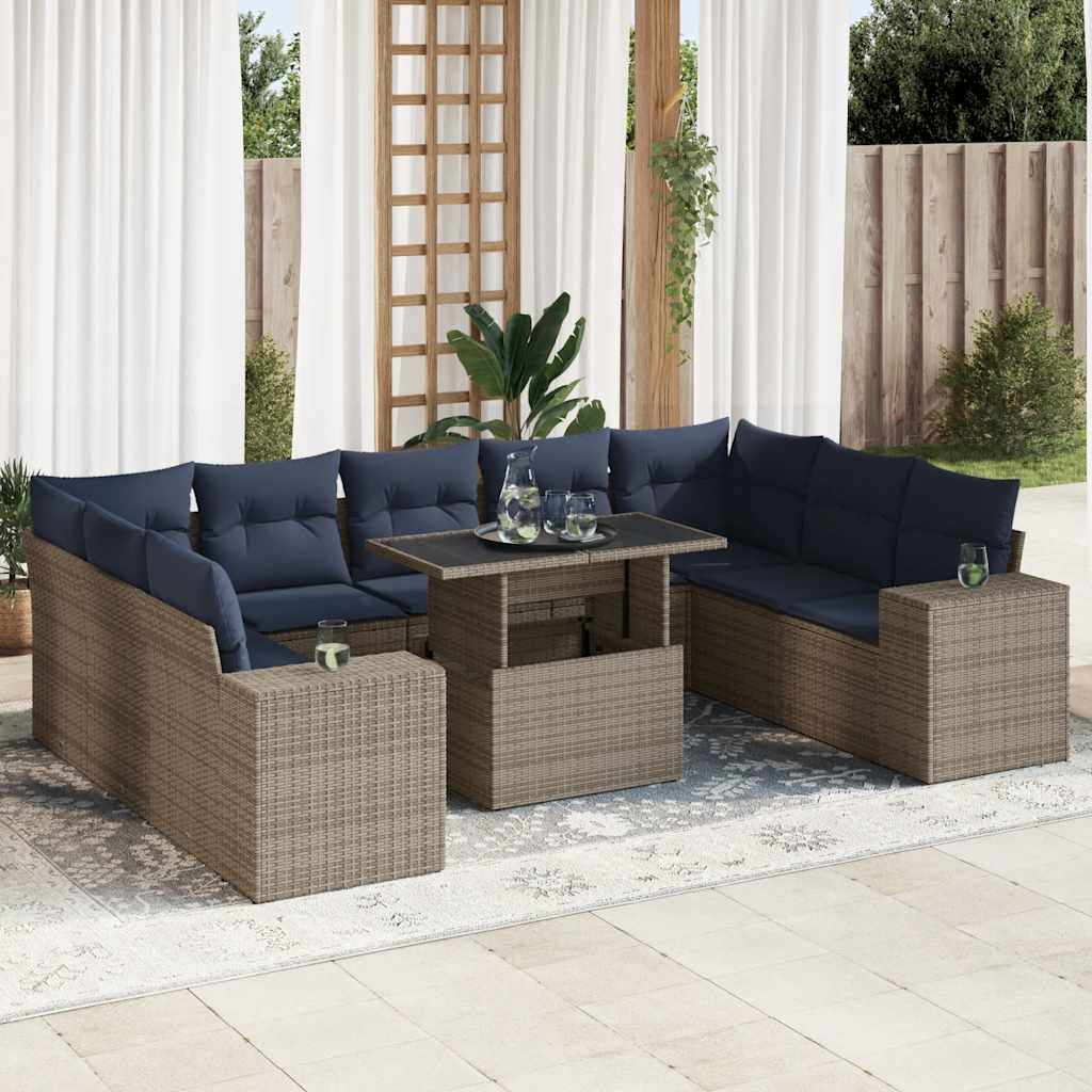 14 Piece Garden Sofa Set With Cushions Poly Rattan Acacia