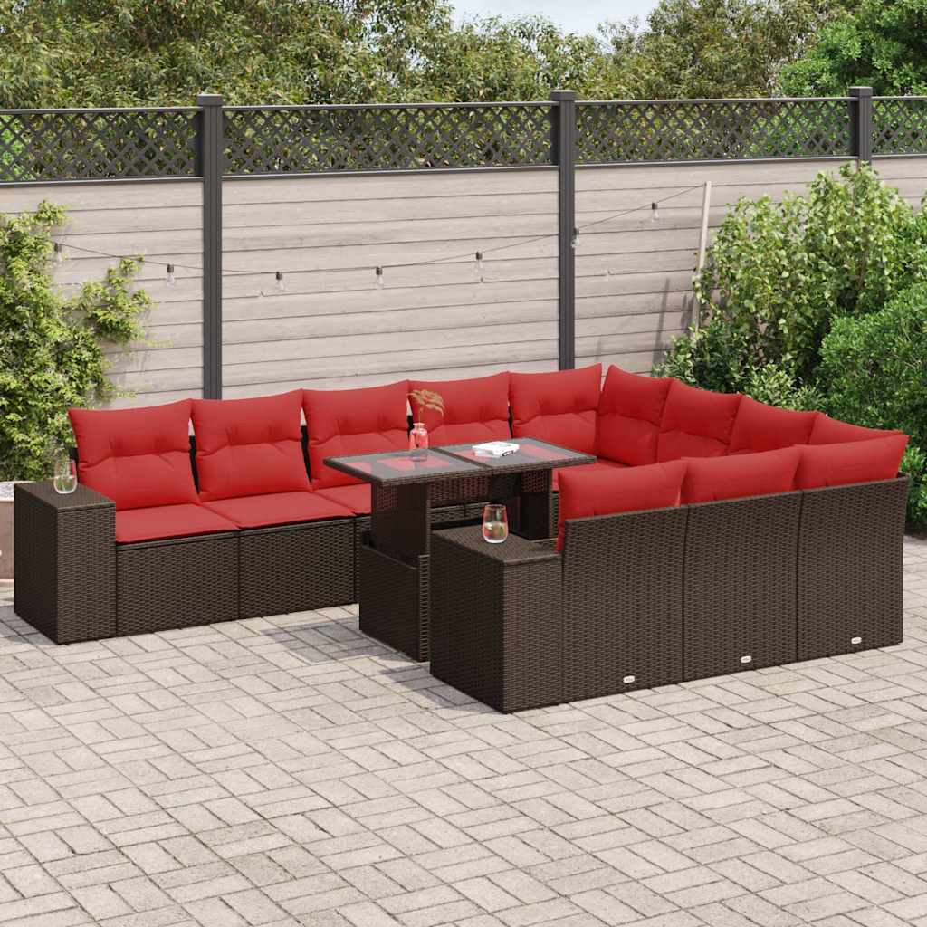 8 Piece Garden Sofa Set With Cushions Poly Rattan Acacia