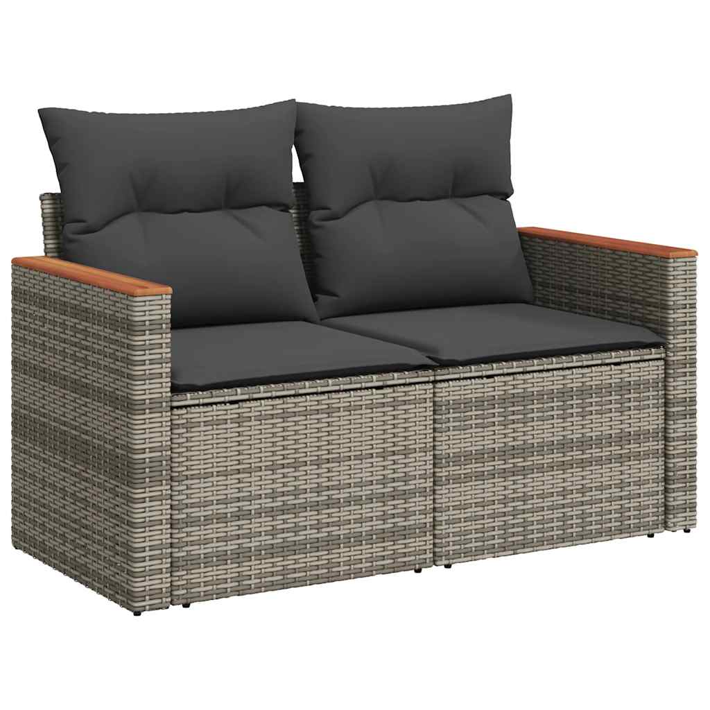 7 Piece Garden Sofa Set With Cushions Poly Rattan Acacia