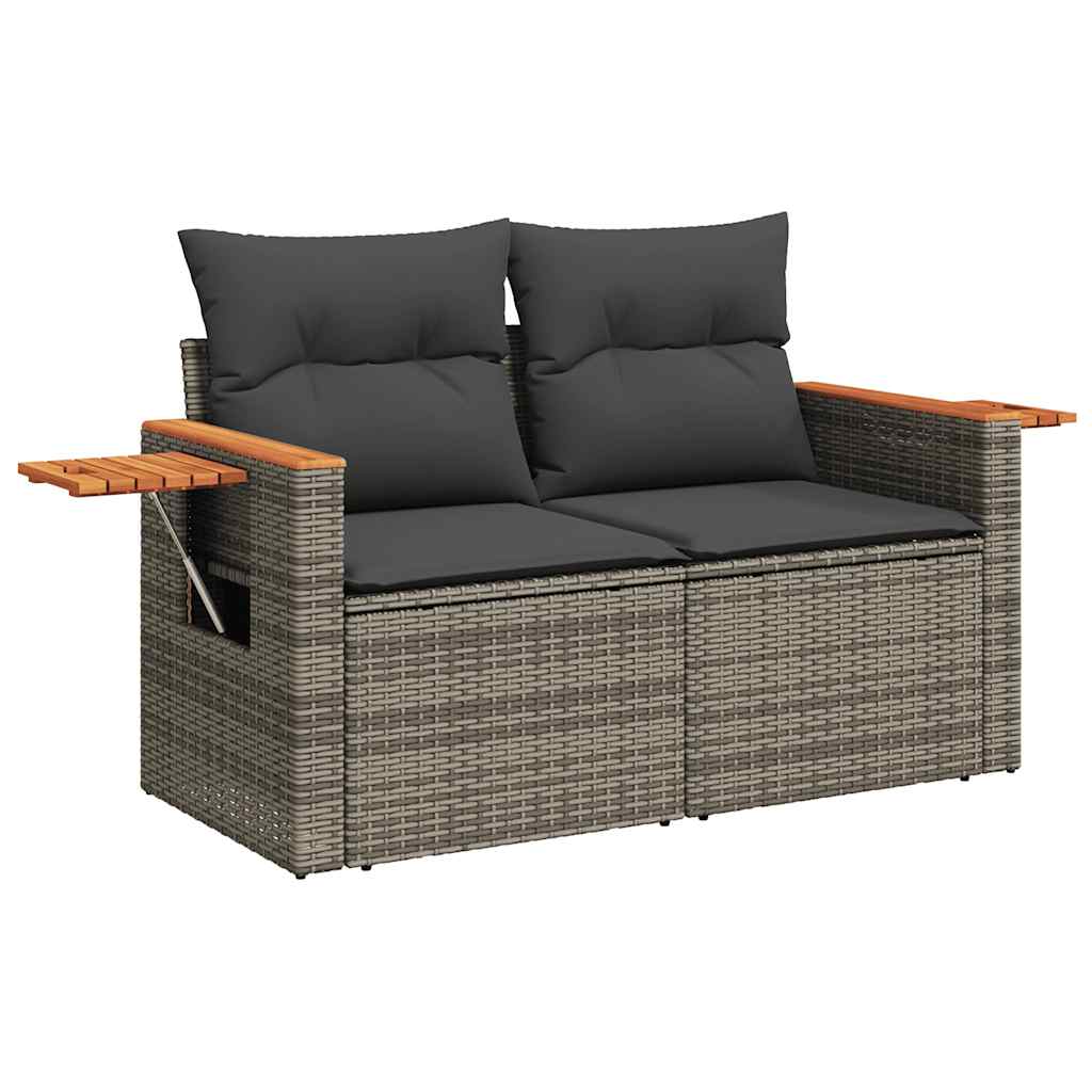6 Piece Garden Sofa Set With Cushions Poly Rattan Acacia