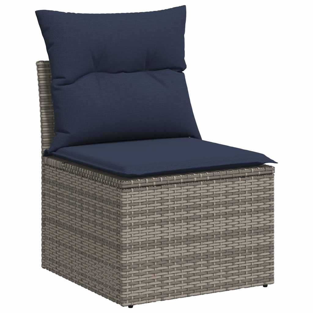 7 Piece Garden Sofa Set With Cushions Poly Rattan Acacia