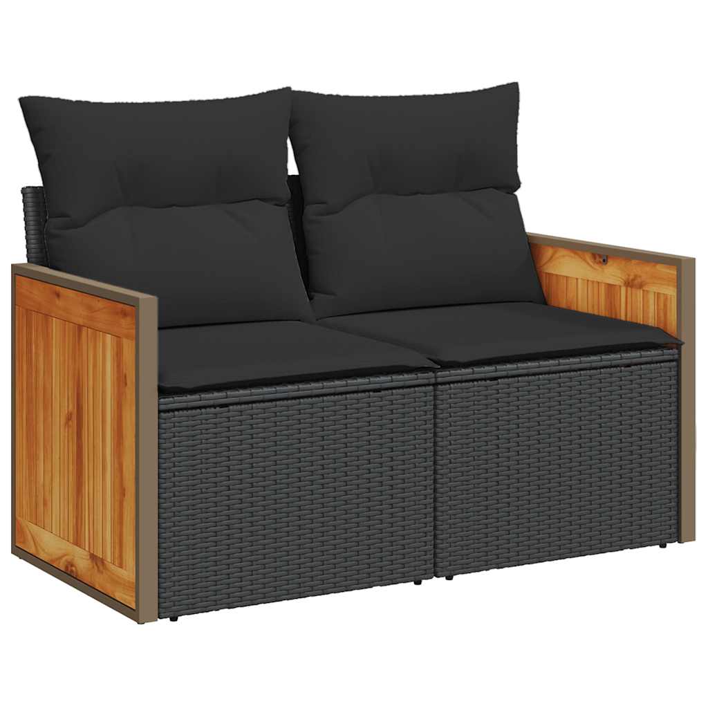 8 Piece Garden Sofa Set With Cushions Poly Rattan Acacia
