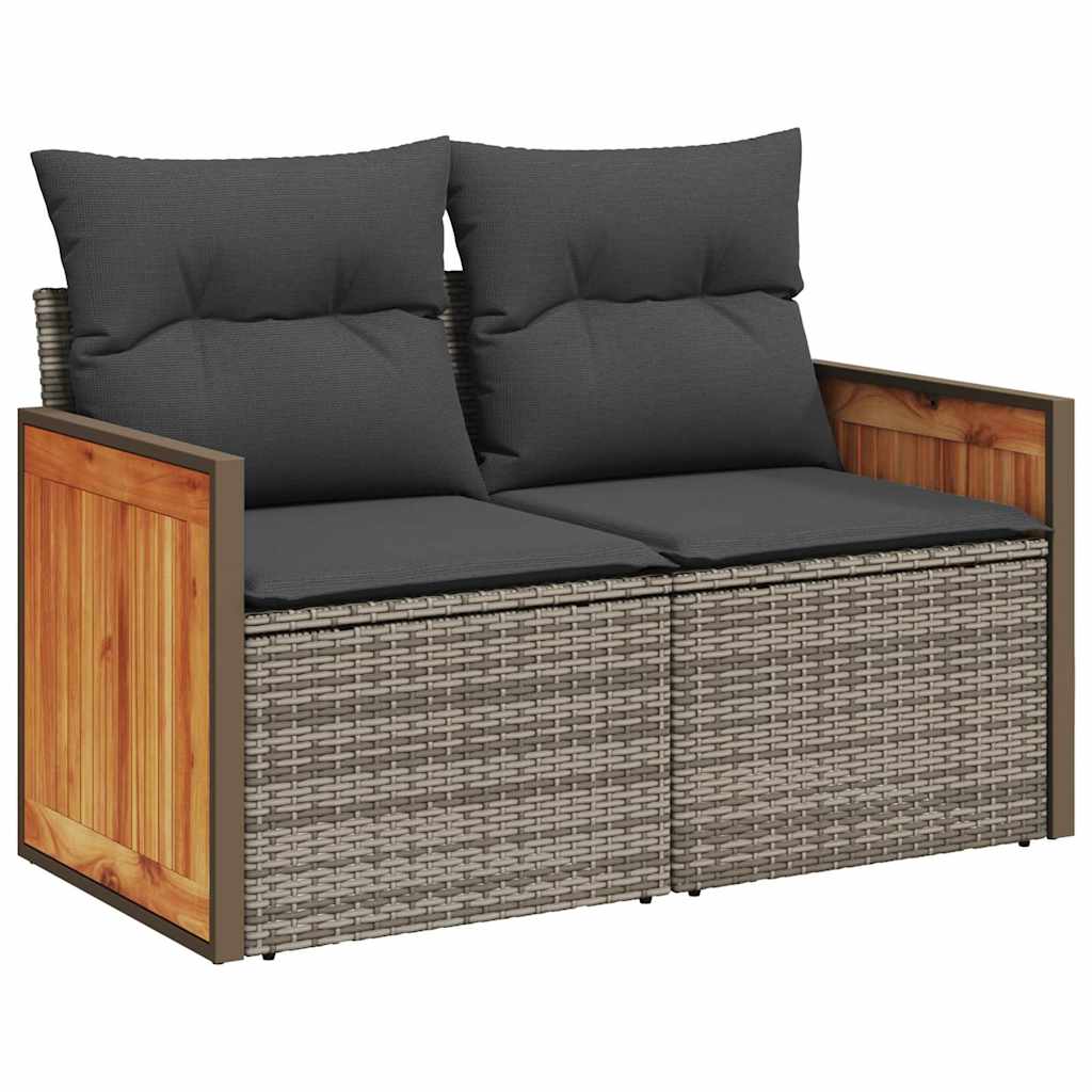 9 Piece Garden Sofa Set With Cushions Poly Rattan Acacia