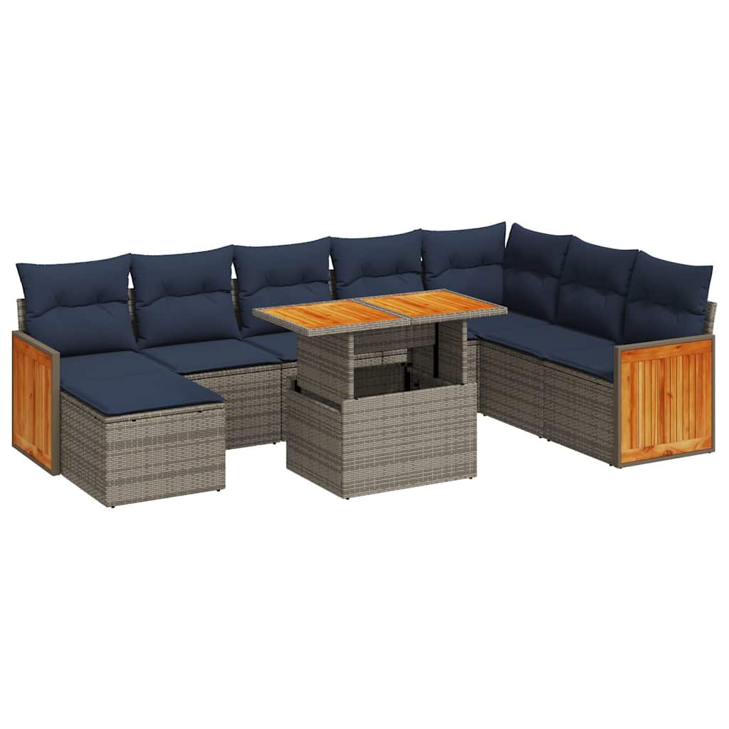 11 Piece Garden Sofa Set With Cushions Poly Rattan Acacia