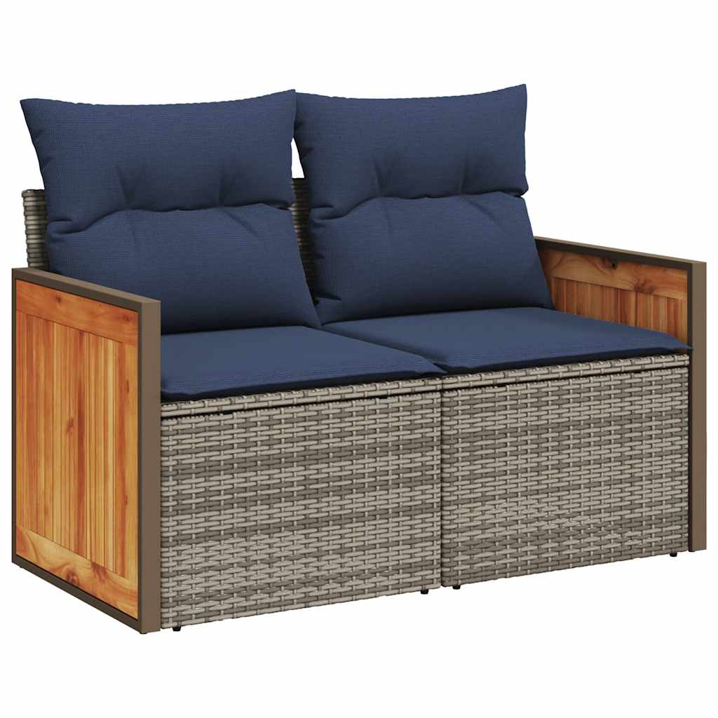 11 Piece Garden Sofa Set With Cushions Poly Rattan Acacia