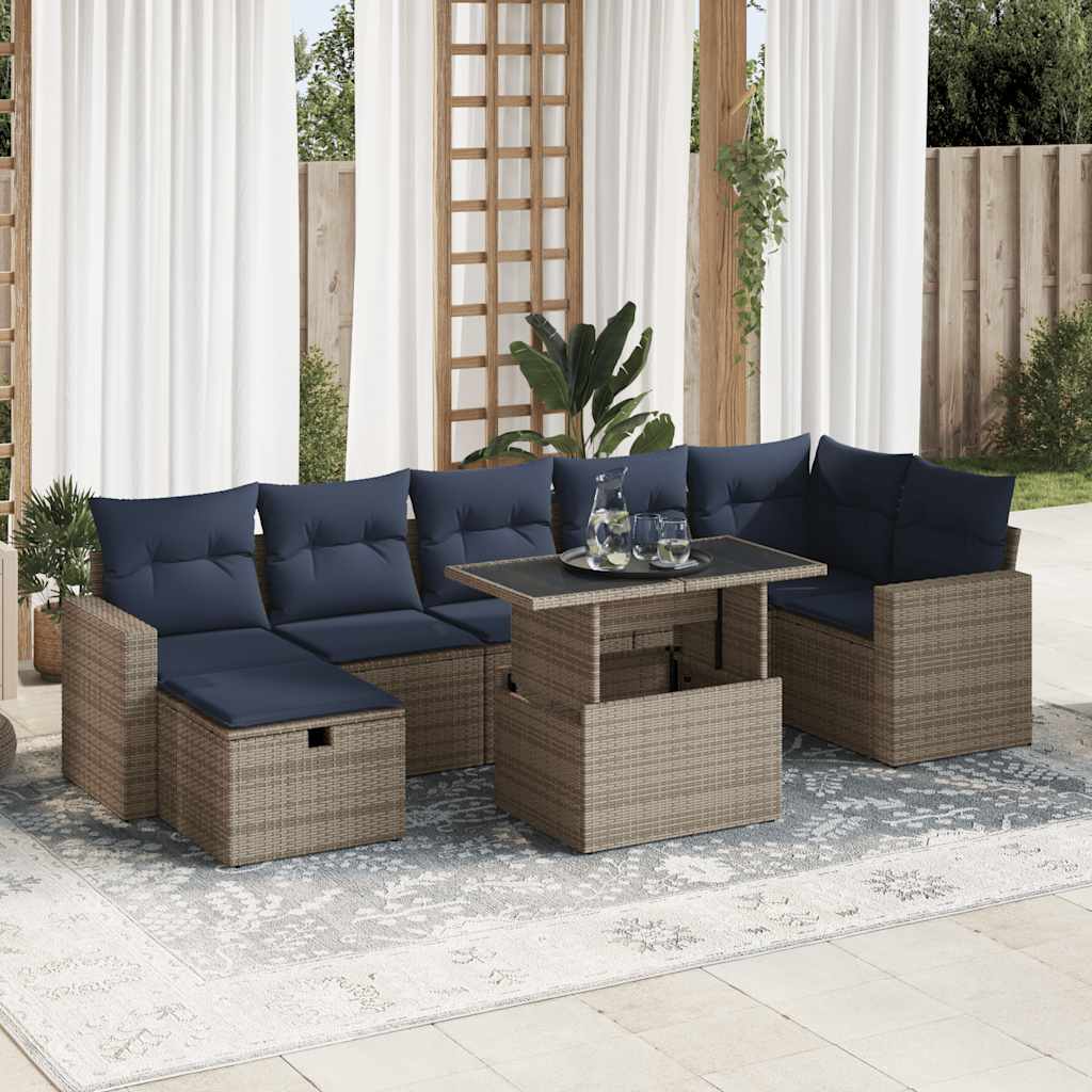 8 Piece Garden Sofa Set With Cushions Brown Poly Rattan Acacia