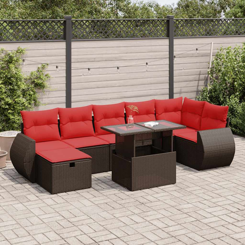 8 Piece Garden Sofa Set With Cushions Black Poly Rattan Acacia