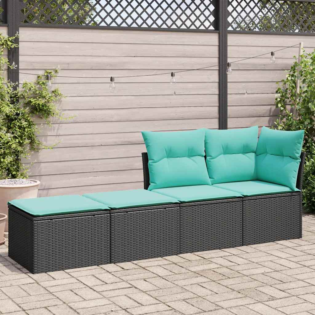 2 Piece Garden Sofa Set With Cushions Poly Rattan Acacia