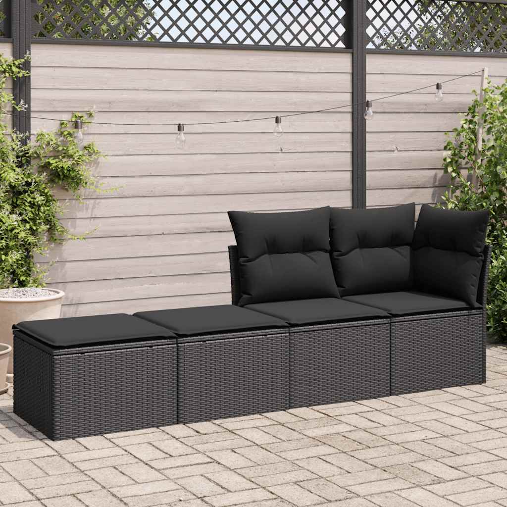 2 Piece Garden Sofa Set With Cushions Poly Rattan Acacia