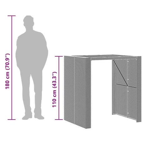 3 Piece Garden Bar Set Without Cushions Poly Rattan Acacia