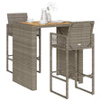 3 Piece Garden Bar Set Without Cushions Poly Rattan Acacia