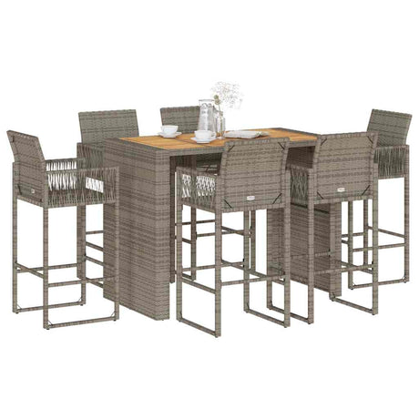 3 Piece Garden Bar Set Without Cushions Poly Rattan Acacia