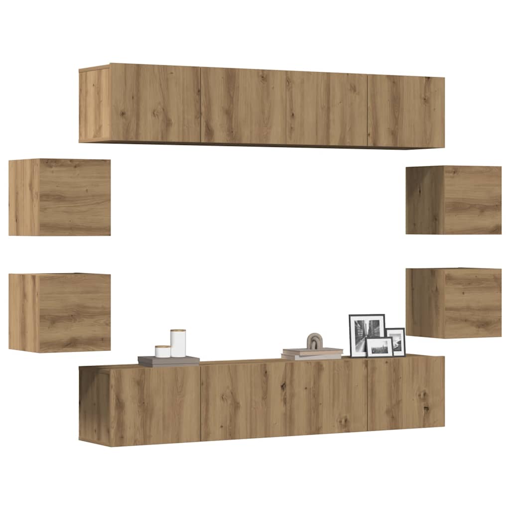 8 Piece Tv Cabinet Set Engineered Wood