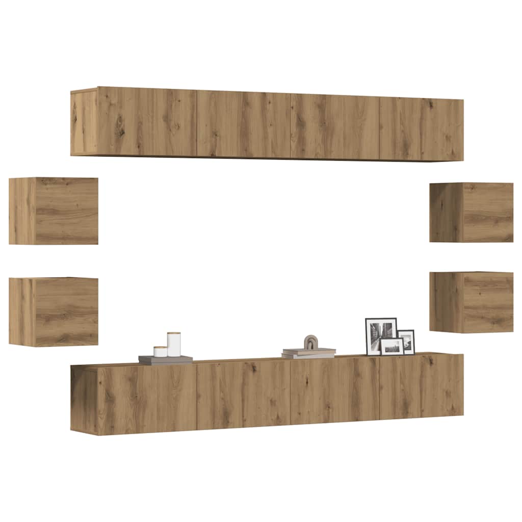8 Piece Tv Cabinet Set Engineered Wood
