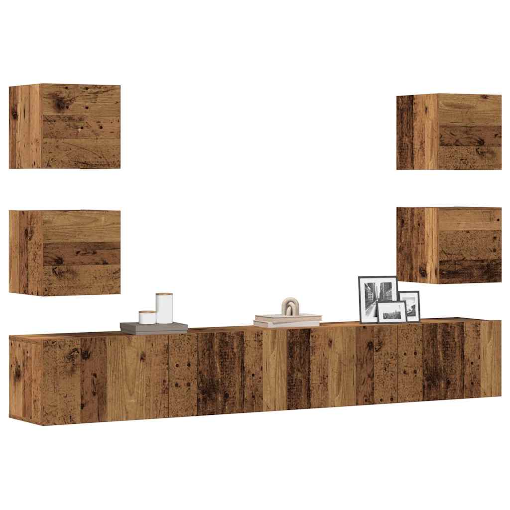 6 Piece Tv Cabinet Set Wall-Mounted Engineered Wood,  Tv Stand 80X30X30 Cm Made Of Engineered Wood,  Wall Mounted Tv Cabinets 2 Pcs 30.5X30X30 Cm