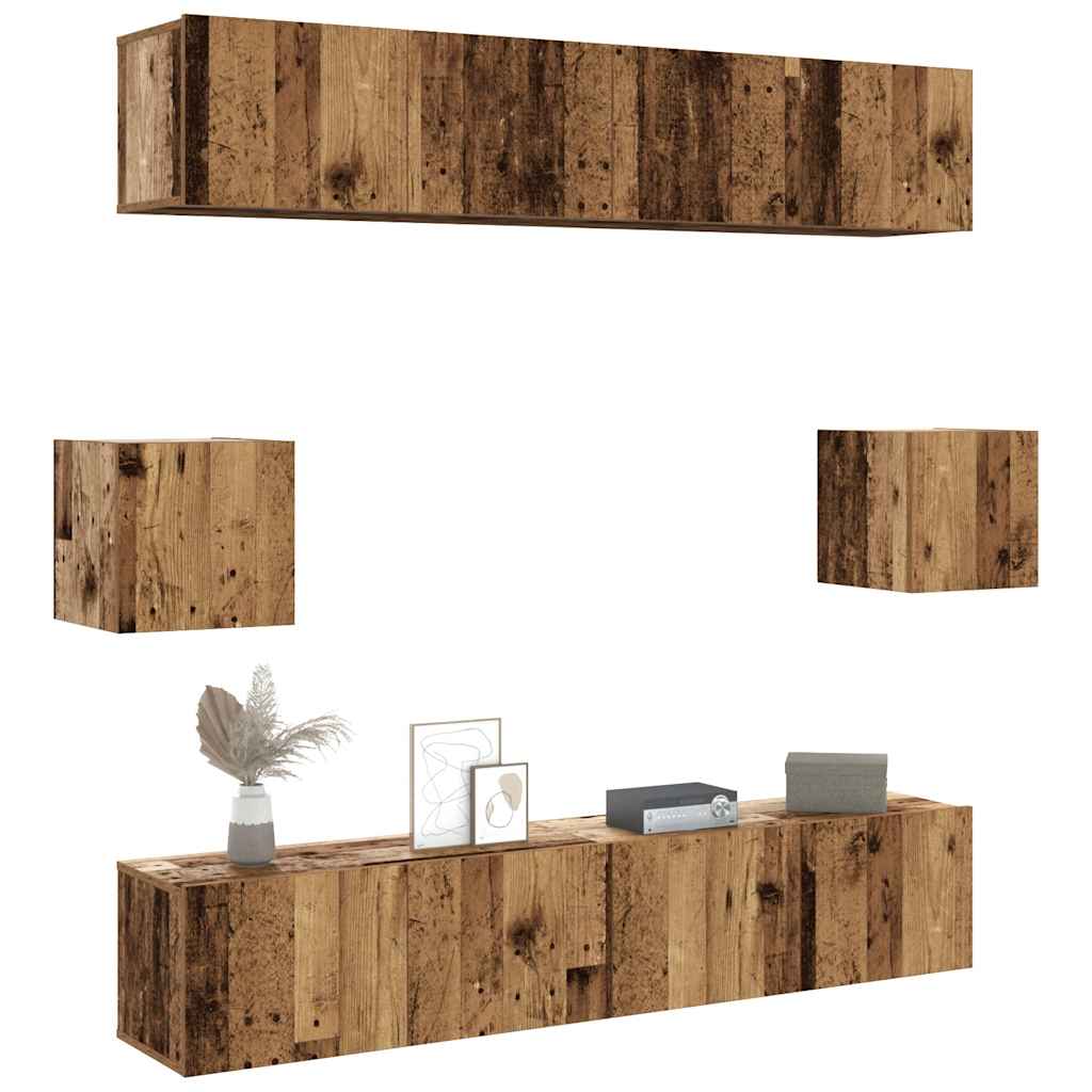 6 Piece Tv Cabinet Set Wall-Mounted Engineered Wood,  Tv Stand 80X30X30 Cm Made Of Engineered Wood,  Wall Mounted Tv Cabinets 2 Pcs 30.5X30X30 Cm