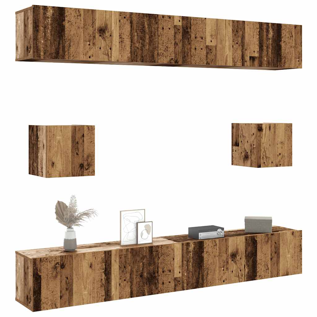 6 Piece Tv Cabinet Set Wall-Mounted Engineered Wood,  Tv Stand 80X30X30 Cm Made Of Engineered Wood,  Wall Mounted Tv Cabinets 2 Pcs 30.5X30X30 Cm