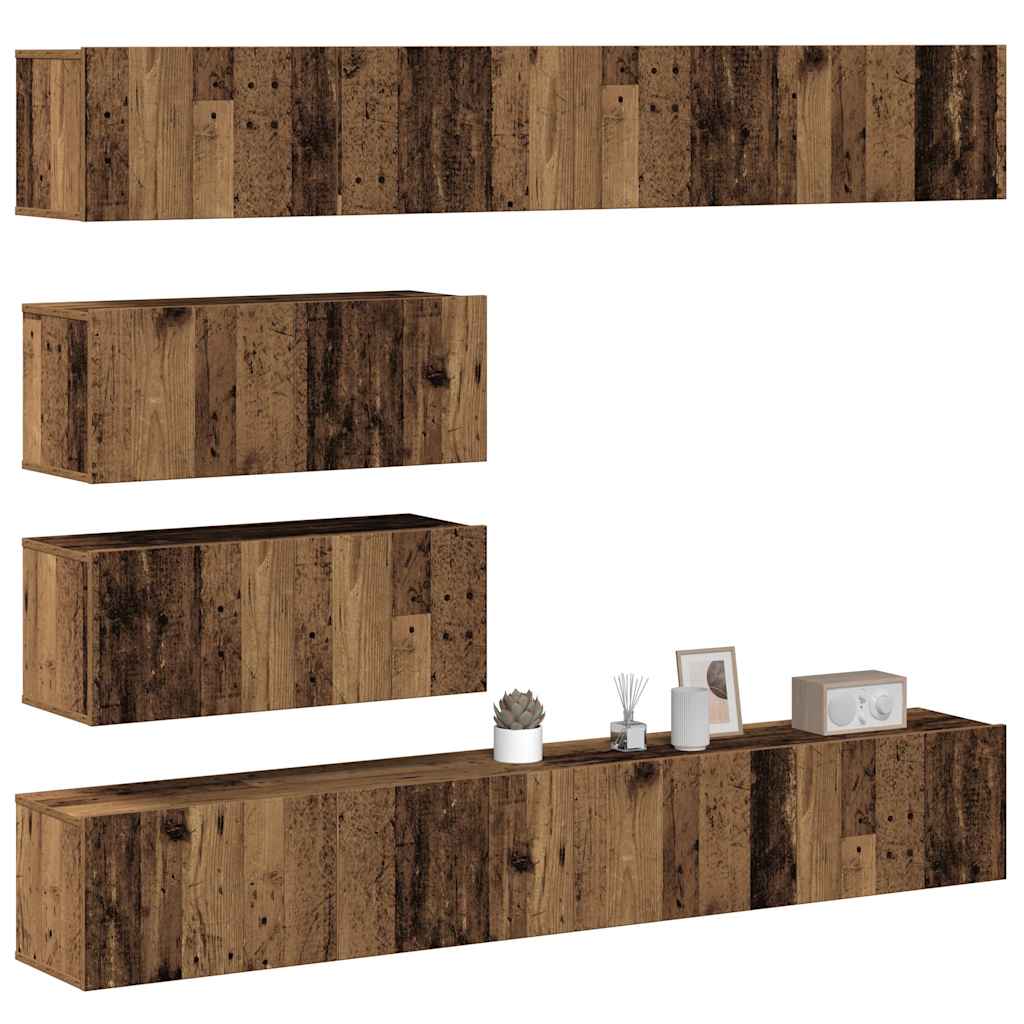 6 Piece Tv Cabinet Set Engineered Wood