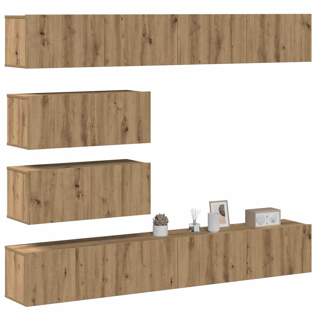 6 Piece Tv Cabinet Set Engineered Wood