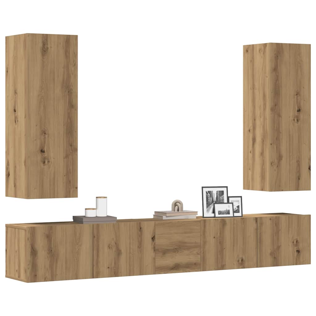 5 Piece Tv Cabinet Set Engineered Wood