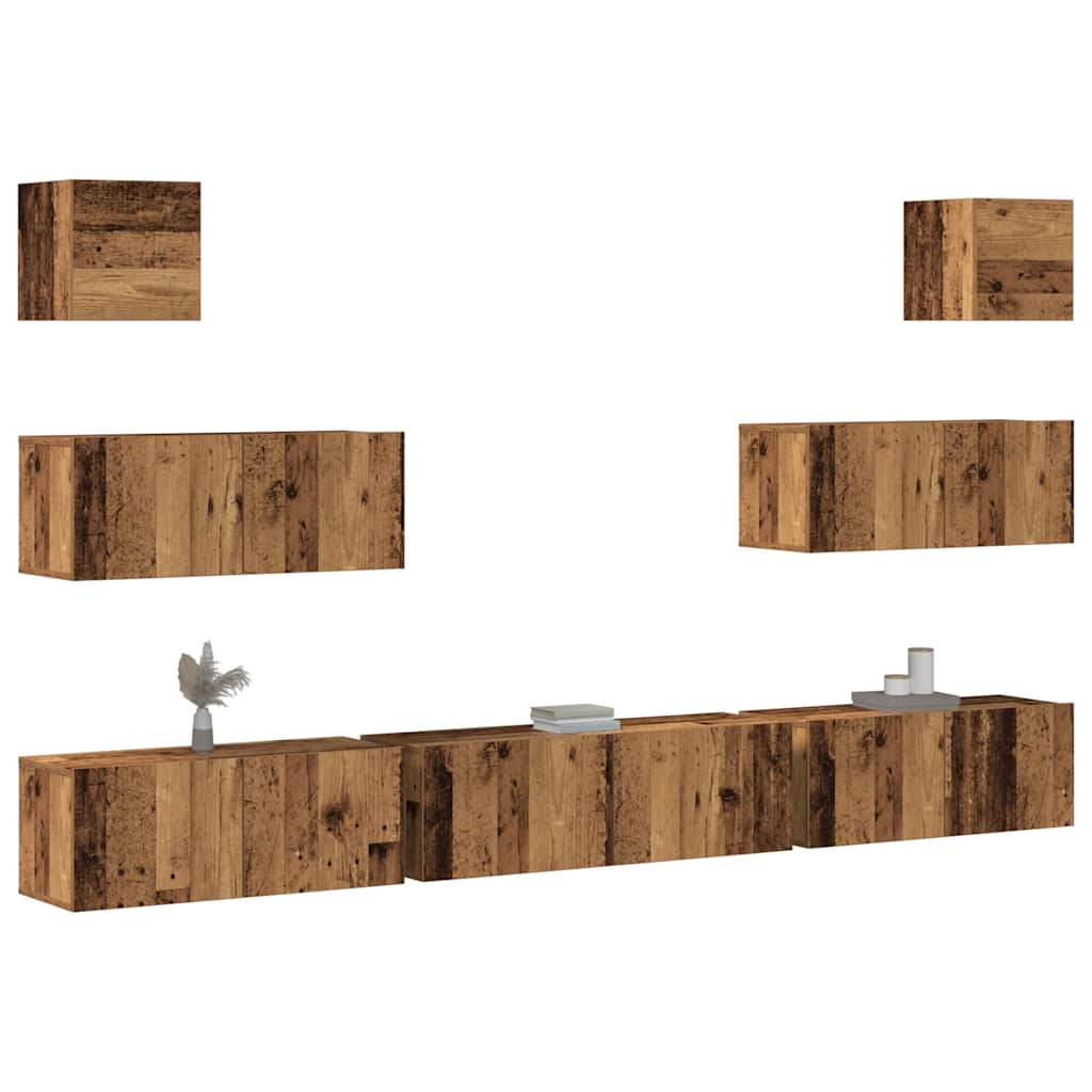 7 Piece Tv Cabinet Set Engineered Wood