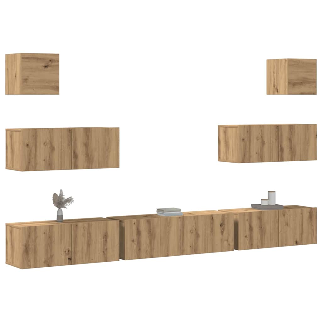 7 Piece Tv Cabinet Set Engineered Wood