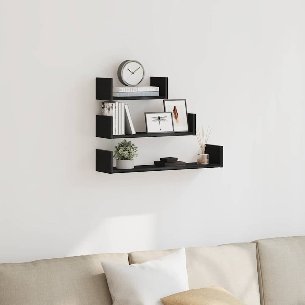 Wall Display Shelves 3 Pcs Engineered Wood